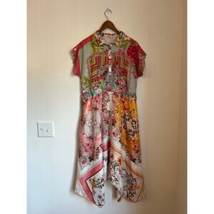 Johnny Was Olivia Silk Floral Midi Dress‎ Women's Size Small